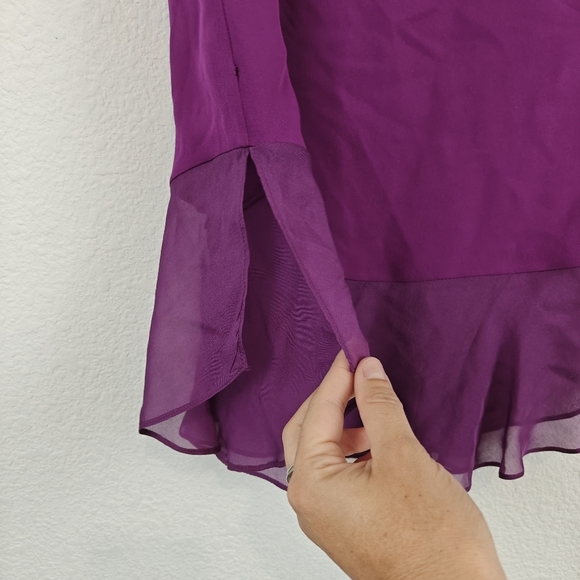 $198 DIANE VON FURSTENBERG Purple Alexandrie Sleeveless Silk Ruffle Top P, Small - Picture 9 of 16